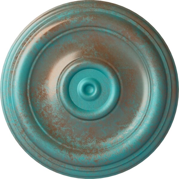 Ekena Millwork Traditional Ceiling Medallion (Fits Canopies up to 2 3/4"), 12"OD x 1"P, Copper Green Patina CM12TRCGS - main